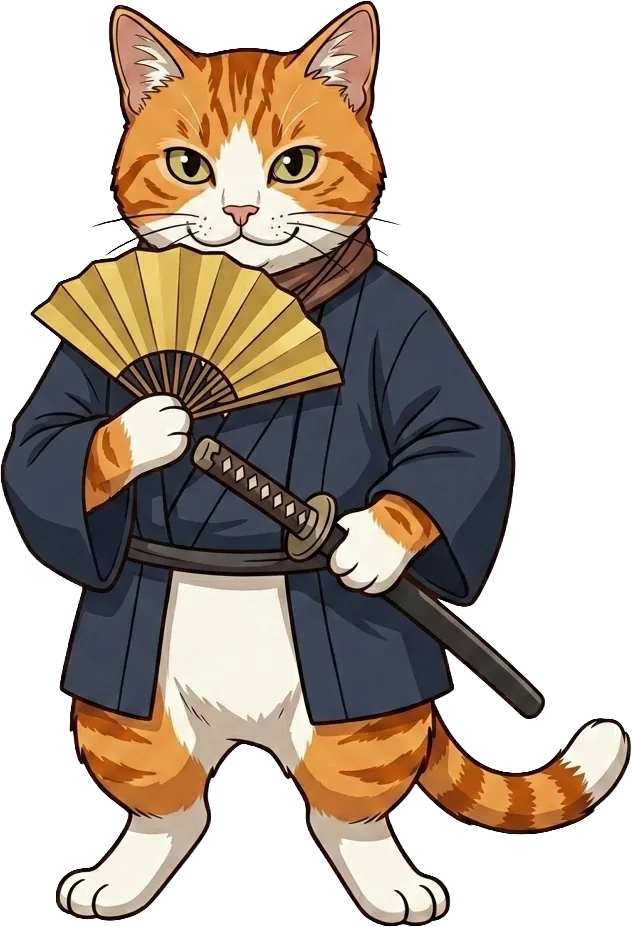 小判を添える猫侍